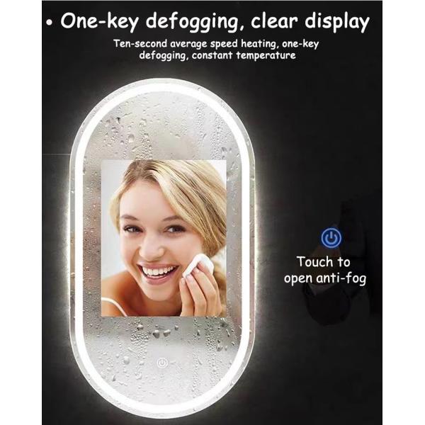 Smart LED Bathroom Vanity Mirror with Oval Bath Toilet and Luminous Lights in Silver