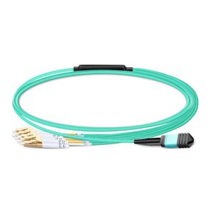 3m (10ft) MPO Female to 4 LC UPC Duplex OM3 50/125 Multimode Fiber Breakout