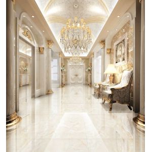 Large White Marble Look Porcelain Tile / Marble Porcelain Floor Tile 800x800