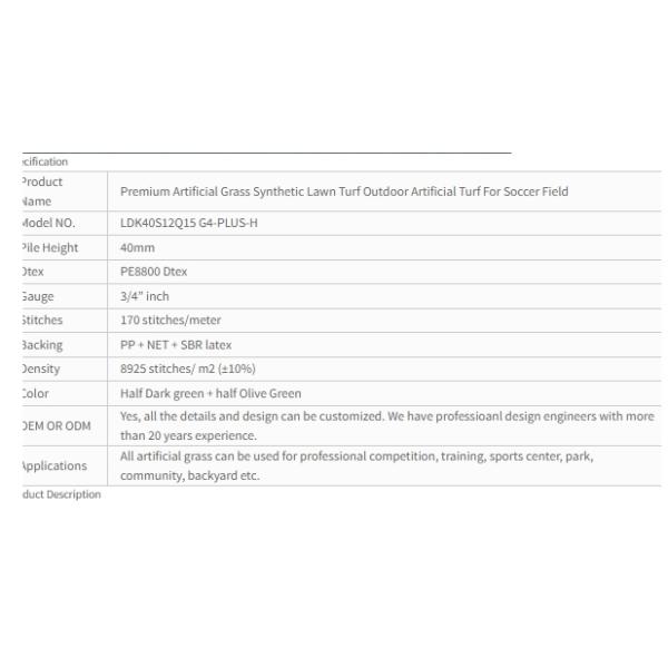 Premium Artificial Grass Synthetic Lawn Turf Outdoor Artificial Turf For Soccer Field