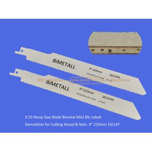 Recip Saw Blade Bimetal M42 8% cobalt Demolition for Cutting Wood & Nails 9"