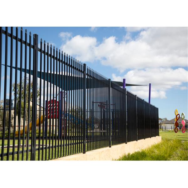 Interpon polyester caoted steel garrison fencing panels dimension 1800mm height x 2400mm width rails 2 xRHS 40mm x 1.6mm