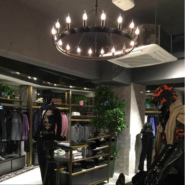 Wrought iron Chandelier art retro industrial Black LOFT restaurant bar clothing candle Chandelier(WH-CI-116)