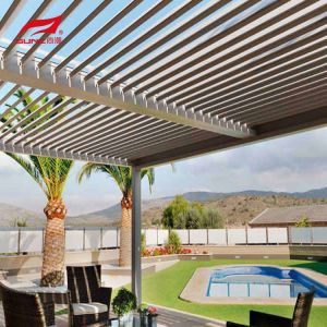 Quality 10&quot; X 10&quot; Motorized Aluminum Pergola Gazebo With Ziptrack Sliding Glass Door for sale