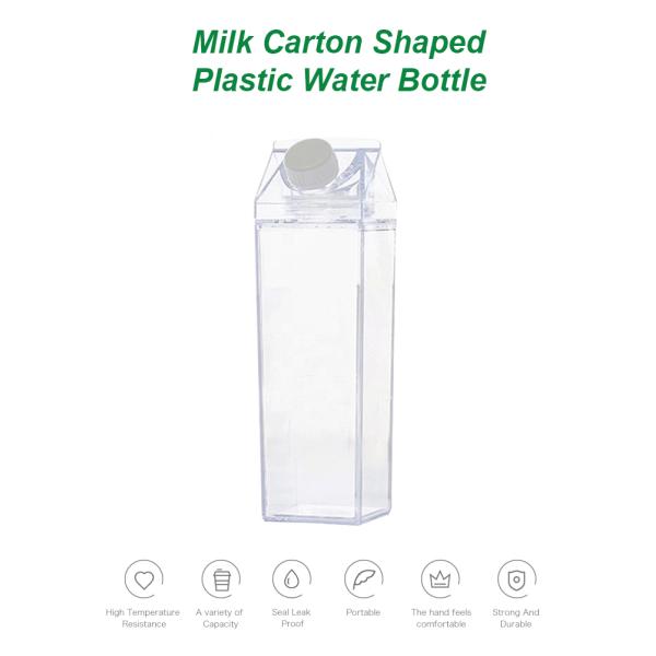 1000ML Reusable Custom Logo Transparent Clear Milk Carton Shaped Plastic Water Bottle