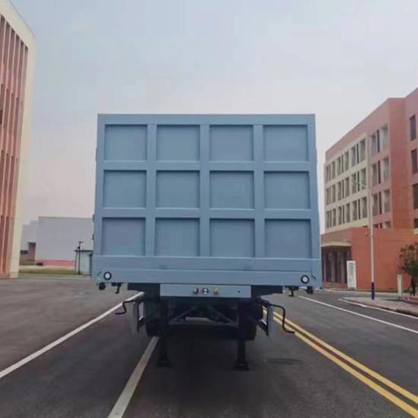 CIMC heavy duty leaf spring suspension 13.2 M 3 Axle Van Type Gooseneck Side Dump box tipper Semi-Trailer