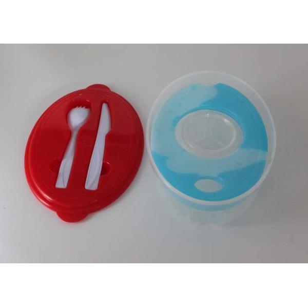 Buy Personalized Round Plastic Lunch Boxes Salad Kit With Ice Pack And Knife at wholesale prices