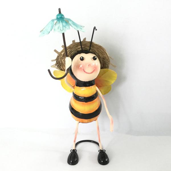 Metal Garden Decoration Adorable Bee With Umbrella Indoor/Outdoor