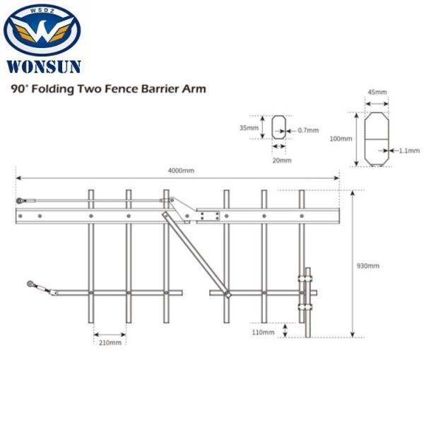 90 Degree Folding Two Fence Arm For Automatic Boom Barrier Gate Use And For Limit Height And Width Sites