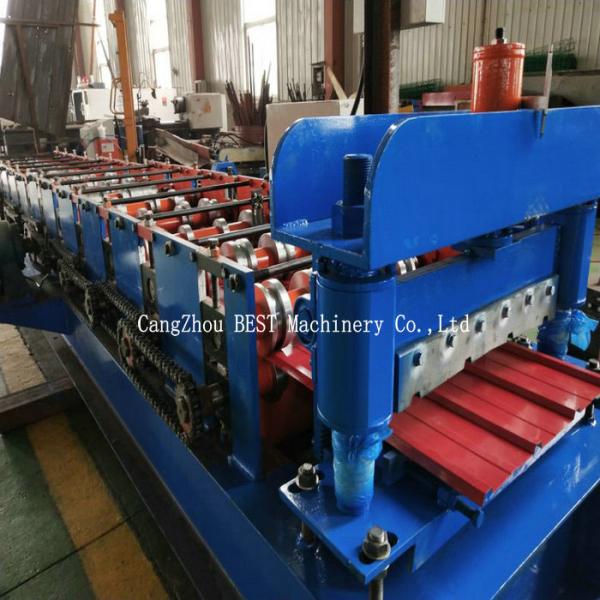 Trapezoidal Metal Sheet Roof Roll Forming Machine PPGI/GI Material With PLC