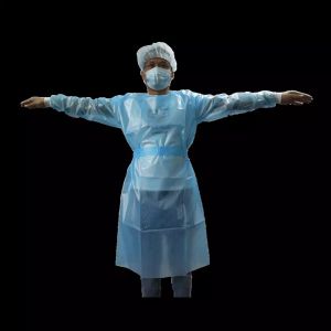 Round Neck Single Use 107x128cm Disposable Isolation Gown