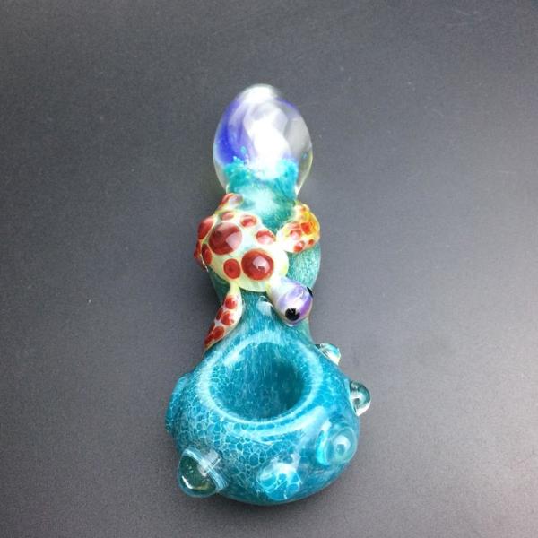 Pretty 4.3 Inches Blue Glass Hand Pipe Smoking Accessories OEM &ODM Service