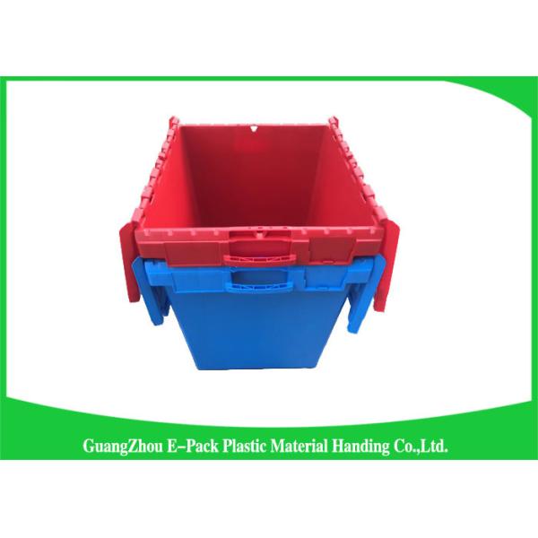 Buy Solid Moving Plastic Attached Lid Containers , 50kgs Security Plastic Bins With Lids at wholesale prices