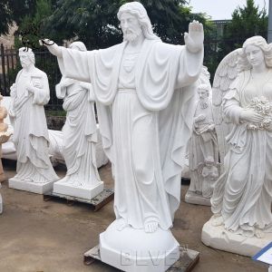 Custom Marble Jesus Statues White Hand Carving Religious Natural Stone