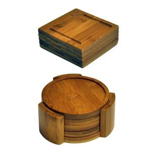 China organic bamboo coaster set cup coaster with round and square shape for high quality and wholesale on sale