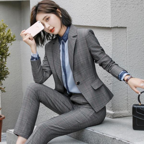 Fashion Slim Striped Suit for Women Autumn Office Lady Business Blazer Coat Plus Size Jacket