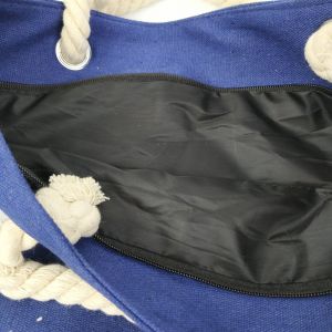 China Large Canvas Beach Tote With Rope Handles And Zipper Closure on sale