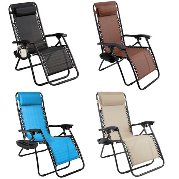 None Logo Outdoor Beach Patio Garden Camping Hiking Portable Folding Steel Recliner Chaise Lounge Chair