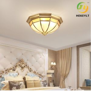 Copper Glass Residential Ceiling Light Living Room E27