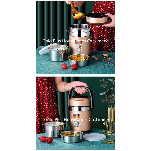 Promotional adults lunch box vacuum insulated thermos food jar 2.0L tiffin lunch pot with 304 stainless steel