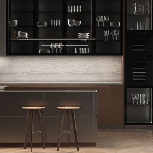 Factory Directly Custom Villa Home Smart Melamine Cabinet Kitchen With Island