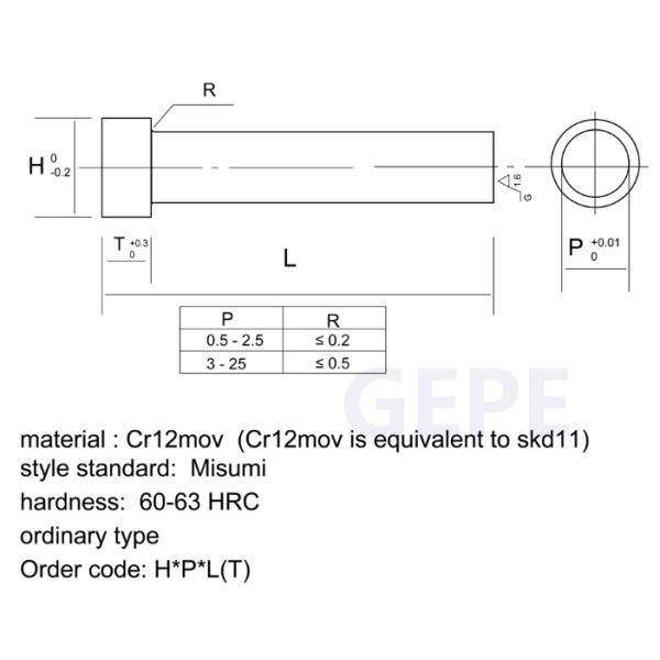 Steel Punch Pins High Precision SKD11 Material For Punching Machine