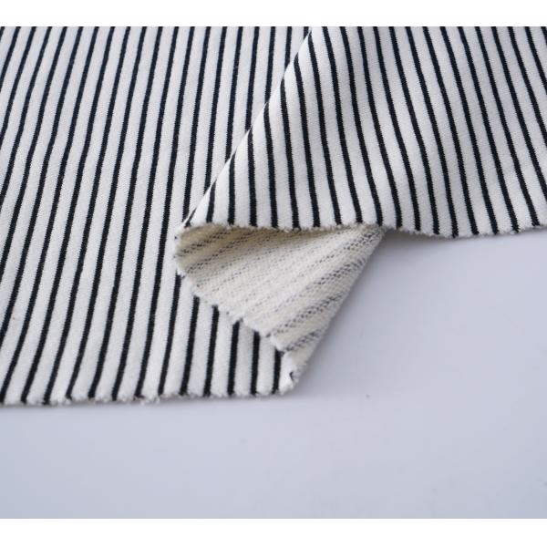100% Cotton Black And White Striped Fabric Soft French Terry Material 185cm
