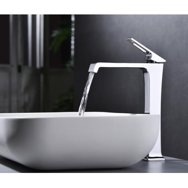 Waterfall Bathroom Basin Faucets , Chrome plated Wash Basin Tap Hot And Cold