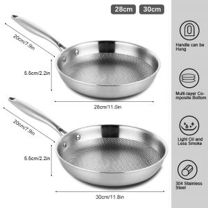 Honeycomb Kitchen Frying Pan Nonstick Hybrid Stainless Steel Frying Pan