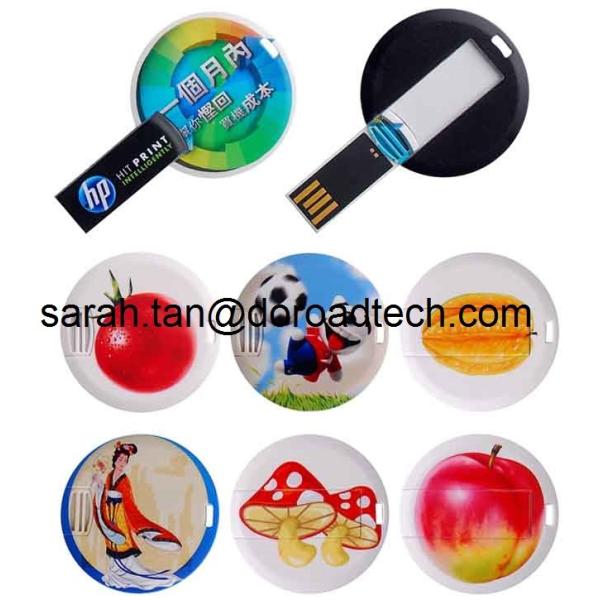 Customized Colorful Printing High Quality Plastic Round Mini Card USB Memory