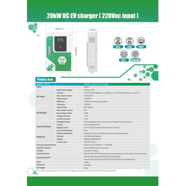 20KW DC Wallbox 220V Single Phase EV Charger Charging Station DC EV Charger For Electric Vehicle Charger Ocpp