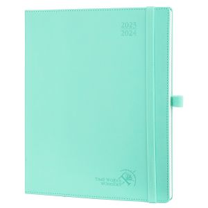 Leatherette Paper Custom Academic Planner Large Writing Space Green