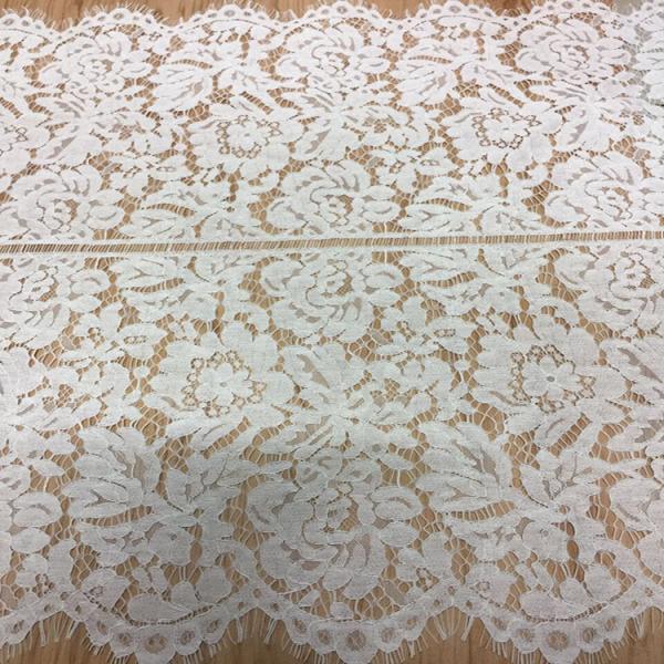White Jacquard Eyelash Border Lace For Garment