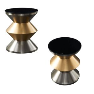 Light Reflecting Hourglass Coffee Table , Brighting Tempered Glass Side Table