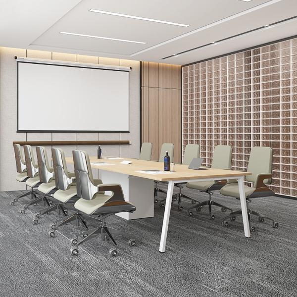 White Meeting Room Furniture Wood 8 Person Conference Room Table And Chairs