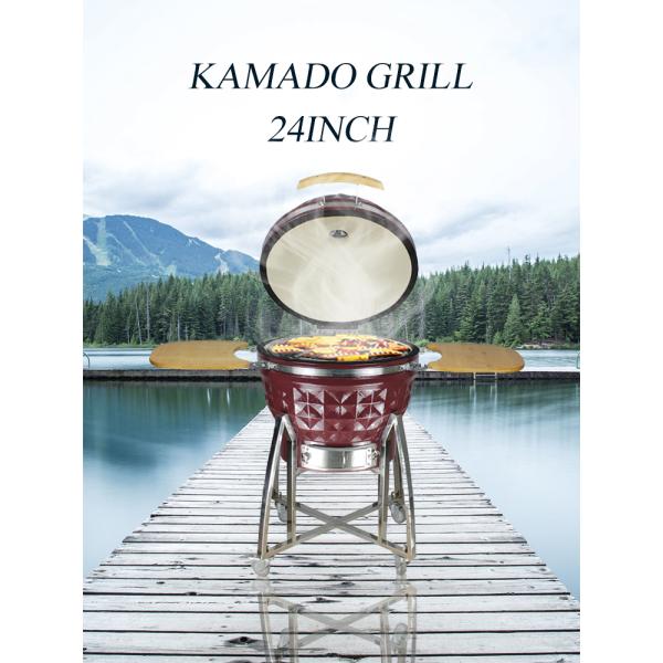 KIMSTONE Hot Sale Komodo Diamond 24 Inch Parrilla Para Barbacoas Outdoor Bbq Ceramic burner Pizza Oven Kamado Charcoal Bbq Grill