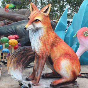 1.6 Meters Height Fiberglass Animatronic Fox For Playground