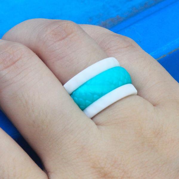 Fish Scale Silicone Wedding Ring Mermaid Stone Design For Women'S Birthday