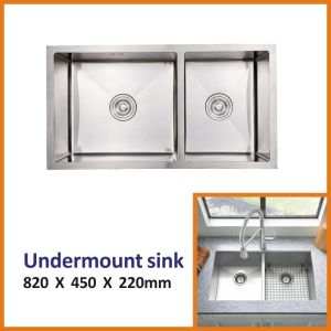 China 60 40 Undermount Stainless Steel Kitchen Sink  16 Gauge Cabinet Double Bowl Bar Sink 82x45 on sale