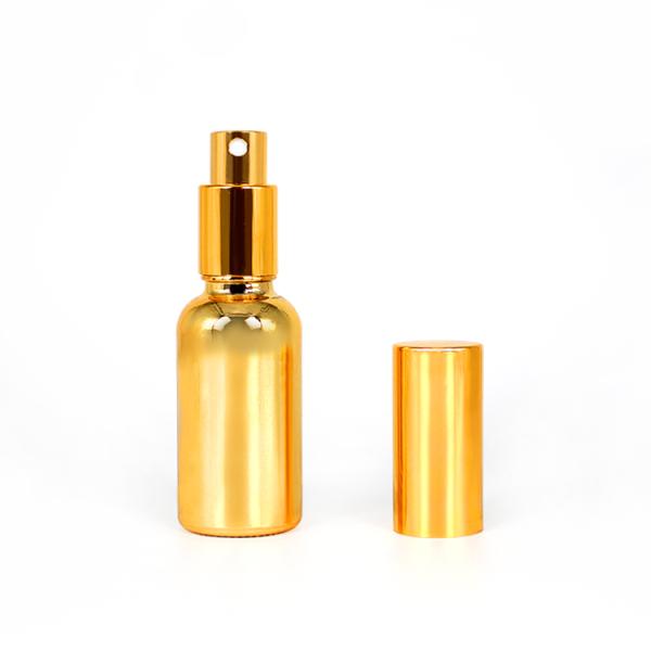 Empty Electroplating Gold Glass Beautiful Perfume Bottles With Sprayer Pump