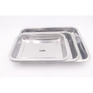 China Multifunction 32x22cm Stainless Steel Tray Inverted Oil Pans Fruit Plate on sale