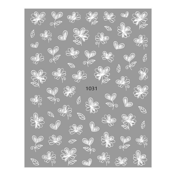 Multicolor Gradual White Flower 2D Stickers with Adhesive Backing Small Fresh Design