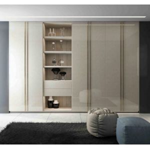 SS304 White Wine Rack Living Room Display Cabinet With Clear Glass Door