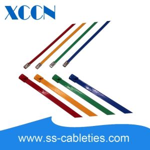 Quality 10x0.25x550mm Black Plastic Coated Stainless Steel Cable Ties High Safety for sale