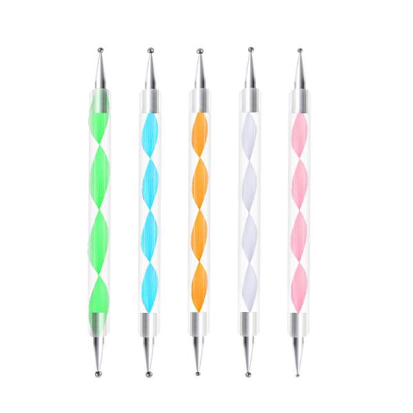 2022 Professional Nail Art Dotting Tool 5-piece set metal crystal dotting pen thick head small head nail dotting pen