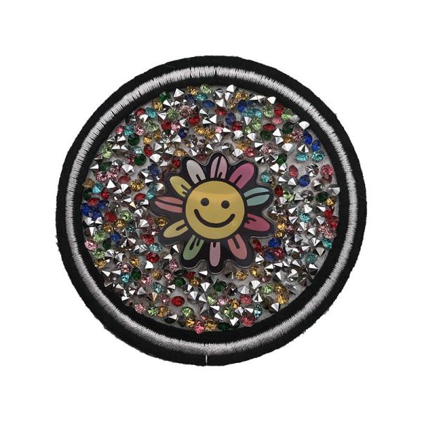 Buy Sunflower Shape Rhinestone Applique Patches Merrowed , Laser Cut Edge at wholesale prices