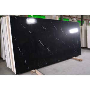 Light Black Artificial Calacatta Quartz Stone Sheet Easy Clean For Kitchen Top