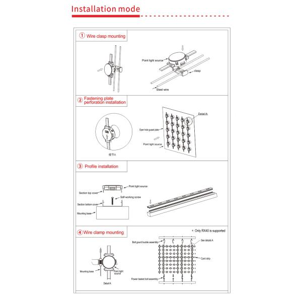 DC24V 50mm RGBW LED Point Light Amusement Hotels Buildings lighting led string lights outdoor