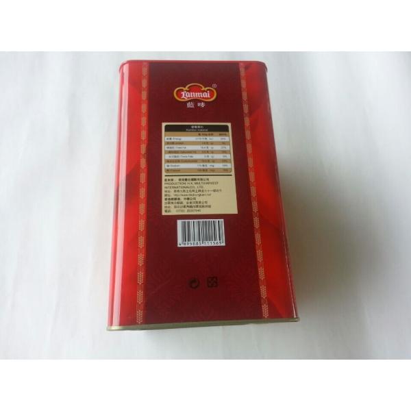 Red Square Tin Cookie Containers 0.23mm Tinplate With Round Lid