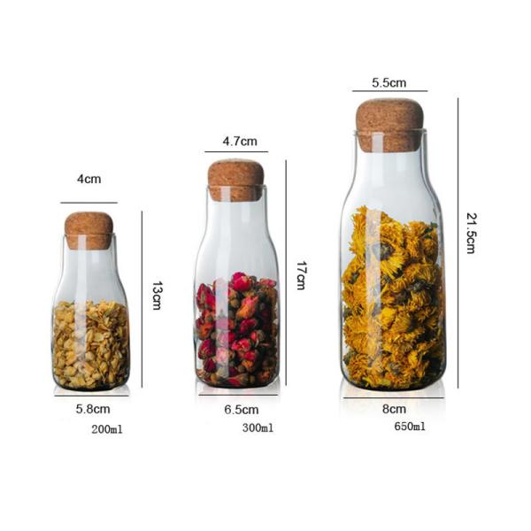 Cork Closure Borosilicate Glass Food Storage Jars